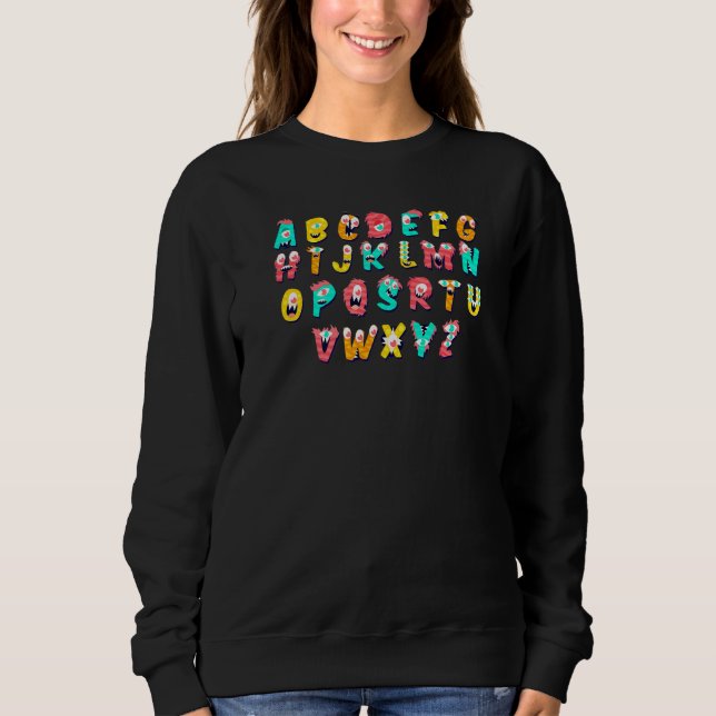 ABC Cute Monster A to Z  Alphabet Halloween Costum Sweatshirt (Vorderseite)