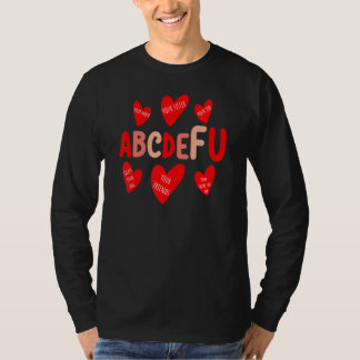 ABC DE FU Heart Printing Valentine Day Love T-Shirt