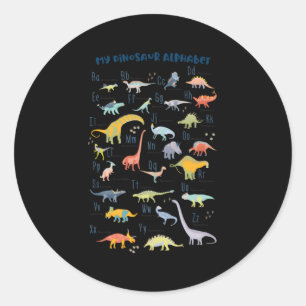 ABC Dino Identification A-Z Typen von Dinosauriern Runder Aufkleber