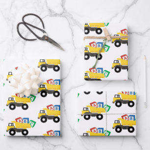 ABC Dump Truck Construction Trucks Geschenkpapier Set