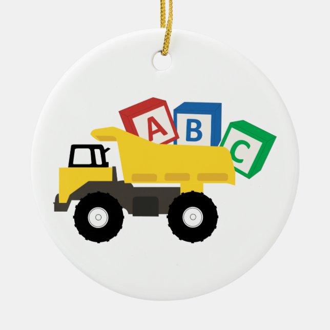 ABC Dump Truck Construction Trucks Keramik Ornament (Vorne)