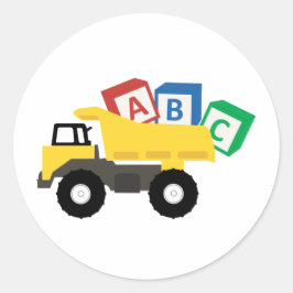 ABC Dump Truck Construction Trucks Runder Aufkleber