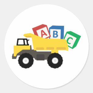ABC Dump Truck Construction Trucks Runder Aufkleber