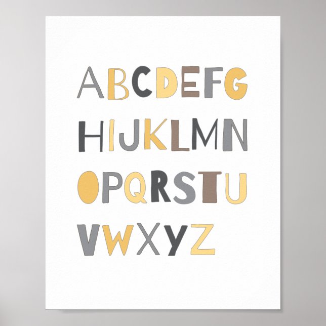 ABC Farbenfrohe Alphabet Kinderzimmer Art Deco | J Poster (Vorne)