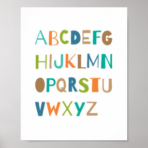 ABC Farbenfrohe Alphabet Kinderzimmer Art Deco   J Poster