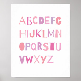 ABC Farbenfrohe Alphabet Kinderzimmer Art Deco   M Poster