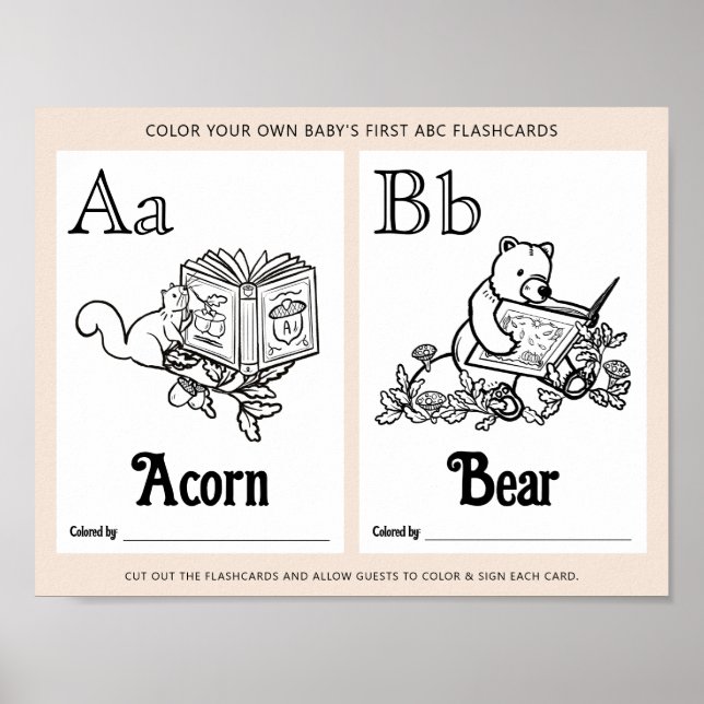 ABC Flashcards Baby Shooting Coloring Activity She Poster (Vorne)