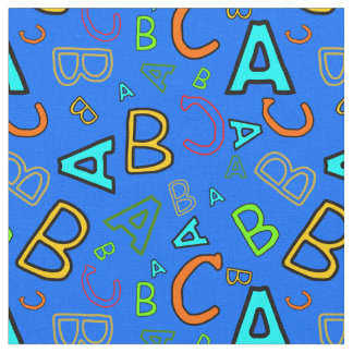 ABC Fun Learning Pattern auf Blue Stoff