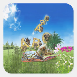 ABC Hauptstadt Alphabet Themen. Quadratischer Aufkleber