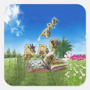 ABC Hauptstadt Alphabet Themen. Quadratischer Aufkleber