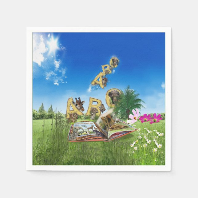 ABC Hauptstadt Alphabet Themen. Serviette (Vorderseite)