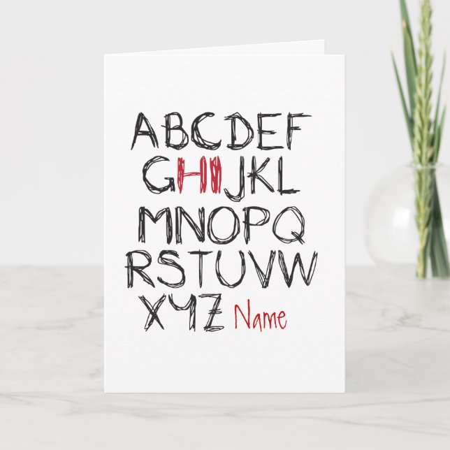 ABC Hi Personalisierter Name Gruß Karte (Vorderseite)