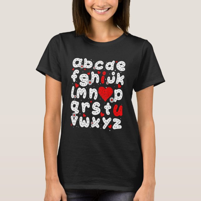 ABC I Liebe You Alphabet Funny Valentine Day Hear T-Shirt (Vorderseite)