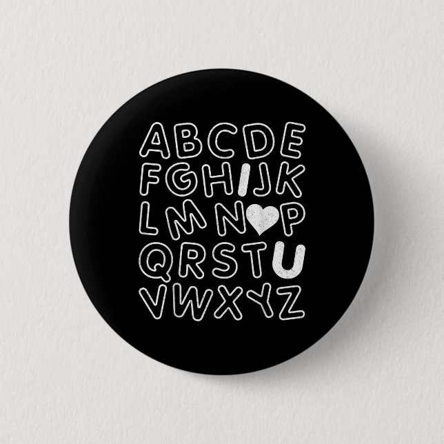 ABC I Liebe You Alphabet Lehrer Day Valentines Da Button (Vorderseite)