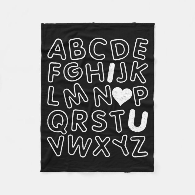 Abc I Love You Alphabet Teachers Day Valentines Da Fleecedecke (Vorderseite)