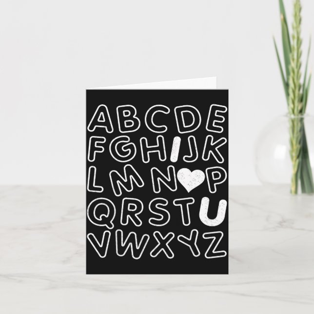 Abc I Love You Alphabet Teachers Day Valentines Da Karte (Vorderseite)