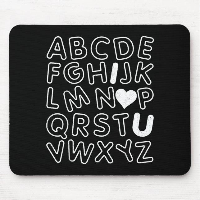 Abc I Love You Alphabet Teachers Day Valentines Da Mousepad (Vorne)