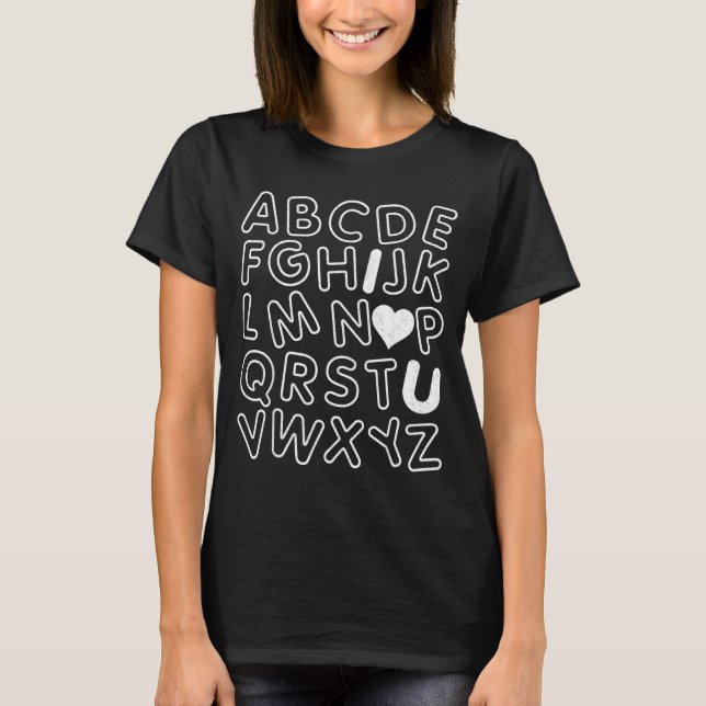 Abc I Love You Alphabet Teachers Day Valentines Da T-Shirt (Vorderseite)