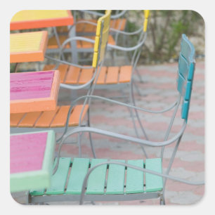 ABC-Inseln, ARUBA, Palm Beach: Farbiges Café Quadratischer Aufkleber