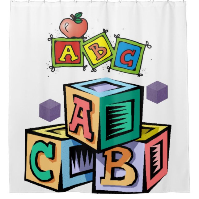 Abc Kinderduschvorhang weiß Duschvorhang (Vorderseite)