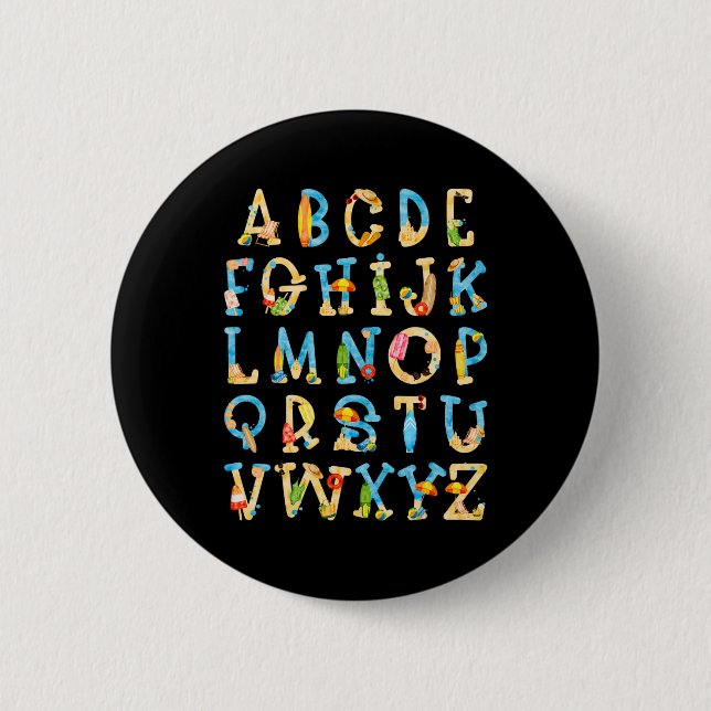Abc Kindergarten Lehrer Summer Beach End of Schoo Button (Vorderseite)