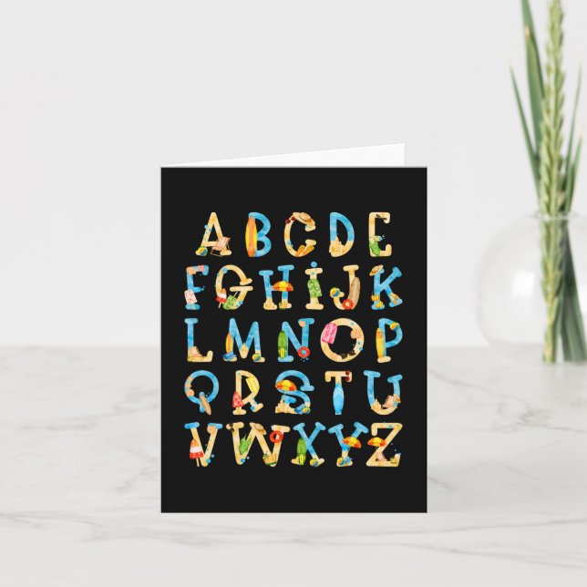Abc Kindergarten Lehrer Summer Beach End of Schoo Karte (Vorderseite)