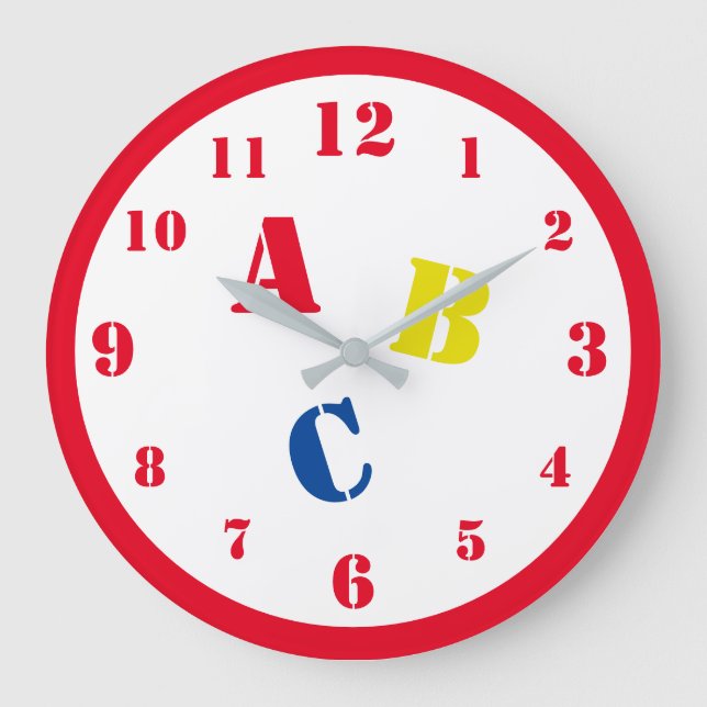 ABC-Kinderzimmer - Acrylwand Große Wanduhr (Vorderseite)