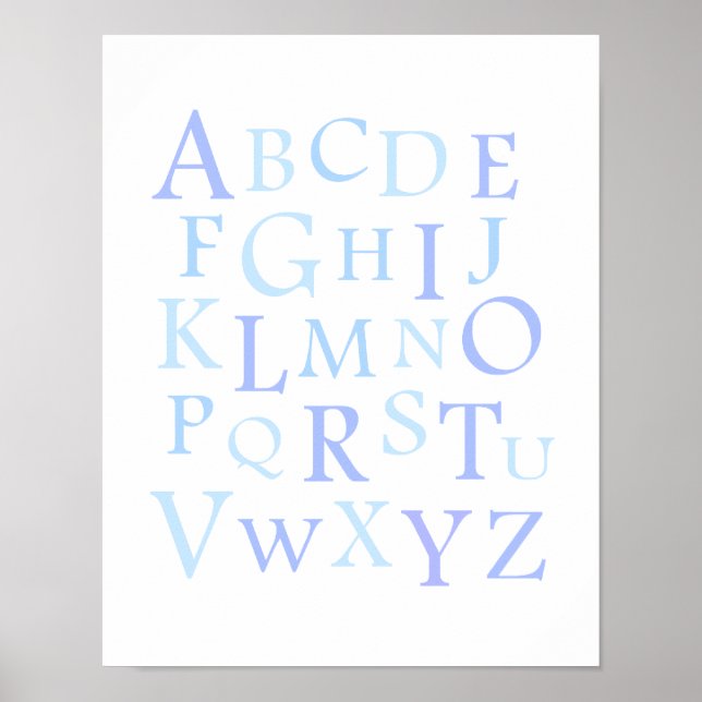 ABC Kinderzimmer Blue Typografy Print Poster (Vorne)