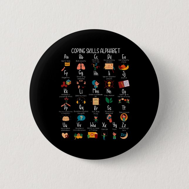 Abc Kopplung von Fertigkeiten Alphabet Self Care M Button (Vorderseite)