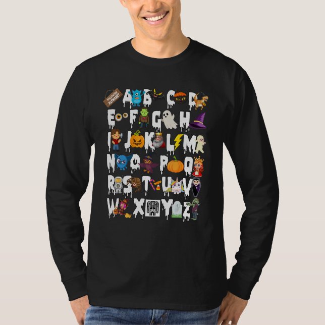 ABC Learning Kindergarten Teacher Halloween Alphab T-Shirt (Vorderseite)