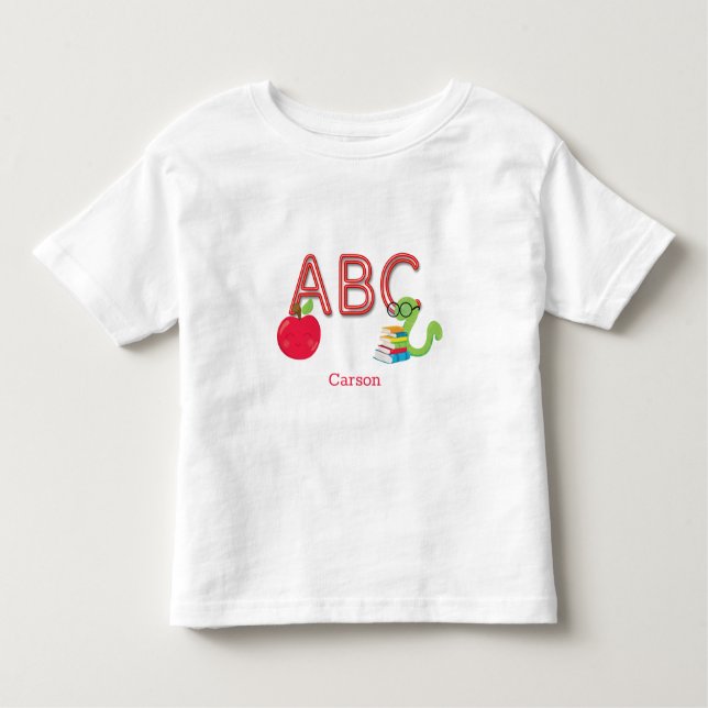 ABC Letters Bookworm Personalisiert Kleinkind T-shirt (Vorderseite)