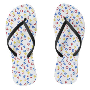 ABC Letters Red Blue Yellow Flip Flops