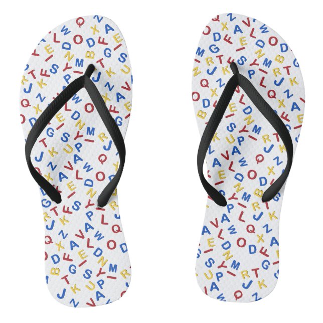 ABC Letters Red Blue Yellow Flip Flops (Fußbett)