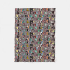 ABC mocha multi Fleecedecke