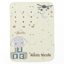 ABC Niedlich Elephant Monthly Baby Blanket
