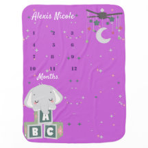 ABC Niedlich Elephant Monthly Baby Blanket