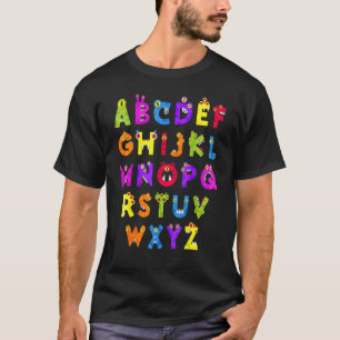 Abc Niedlich Monster Alphabet Halloween Lehrer Cos T-Shirt