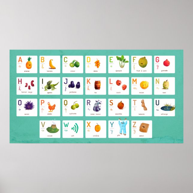 abc poster with fruit and vegetables in french (Vorne)