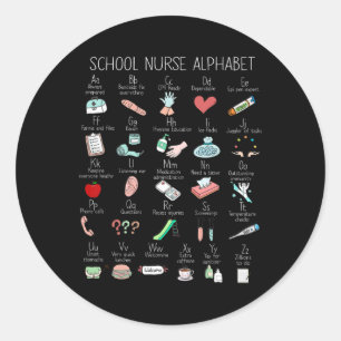 Abc School Nurse Alphabet Nurse Apprecision Nurse  Runder Aufkleber