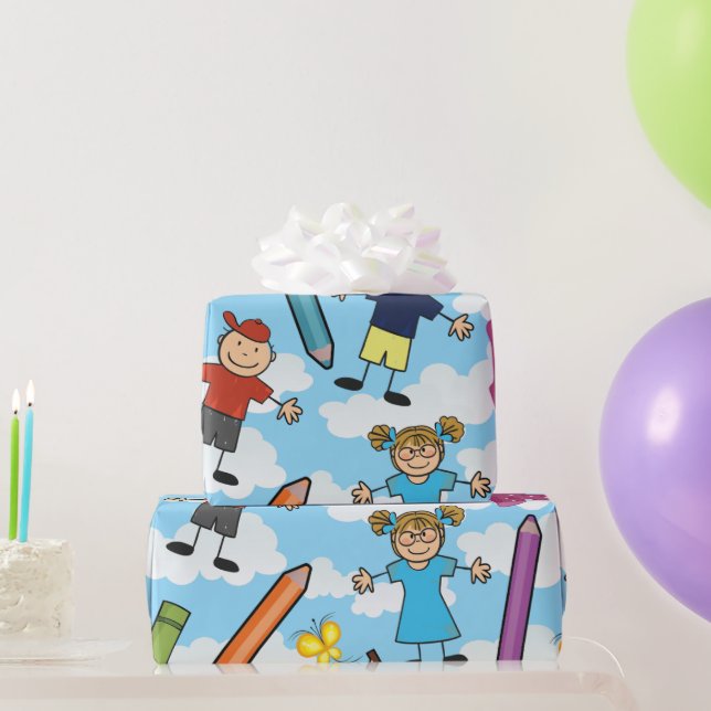 ABC-Schulkinder Geschenkpapier (Partygeschenke)