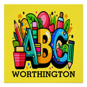 ABC SIEH HER MEIN Schultafel-Schild Poster