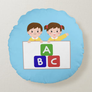 ABC Spaß mit Freunden Rundes Kissen