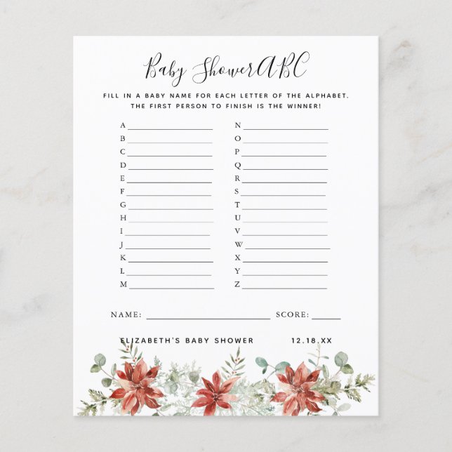 ABC-Spiel | Floral Pumpkin Baby Showgame (Vorderseite)