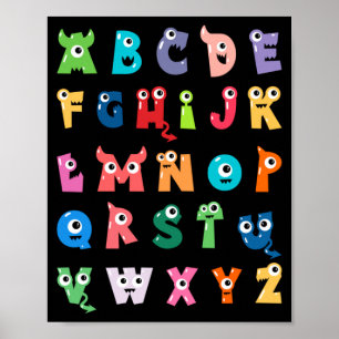 Abc Süßes Monster Alphabet Halloween Lehrer Poster