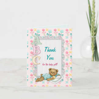ABC Teddy Baby Dusche Vielen Dank Dankeskarte