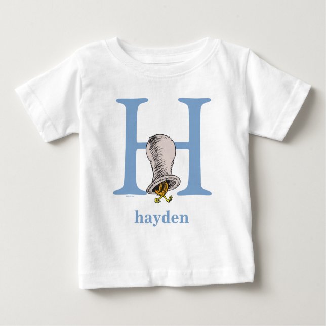 ABC von Dr. Seuss: Buchstabe H - blau | Name hinzu Baby T-shirt (Vorderseite)