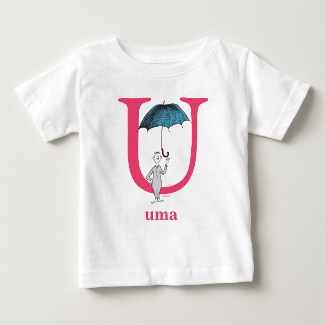 ABC von Dr. Seuss: Buchstabe U - Rosa | Name hinzu Baby T-shirt (Vorderseite)