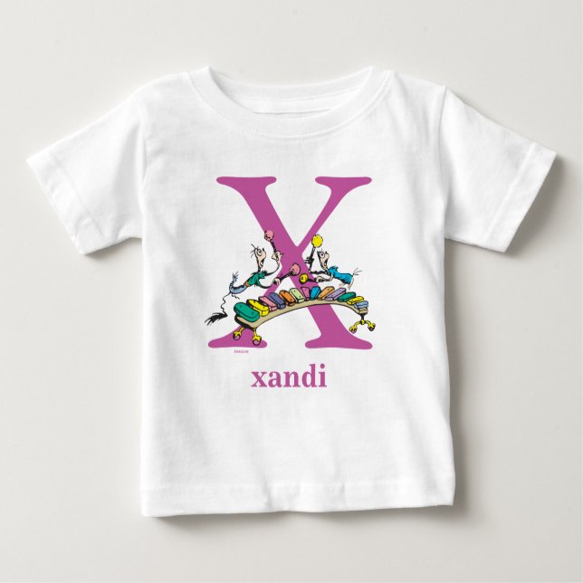 ABC von Dr. Seuss: Letter X - Lila | Name hinzufüg Baby T-shirt (Vorderseite)