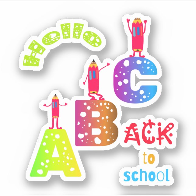 ABC Zurück zur Schule Aufkleber (Vorderseite)