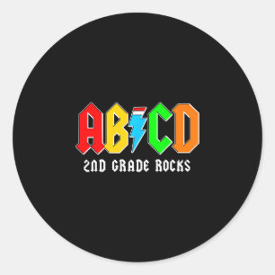 Abcd 2. Klasse rocks Jungs zurück zur Schule Lehre Runder Aufkleber